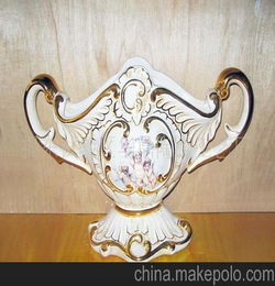 家居饰品 欧式陶瓷 双耳巴洛克果盆
